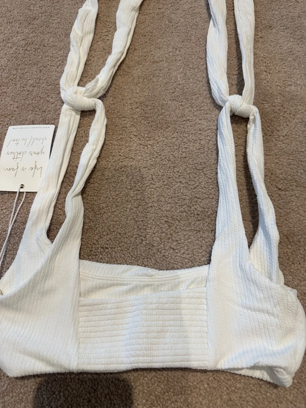 Show Me Your MuMu White Ribbed Tank with Gold Logo - Picture 7 of 7